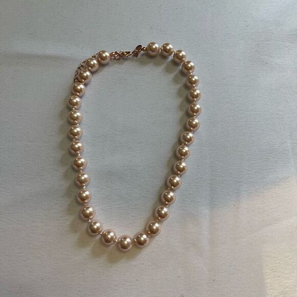 Signed KJL Kenneth J Lane Large Faux Pink Pearl Hand Knotted Necklace - Picture 1 of 5